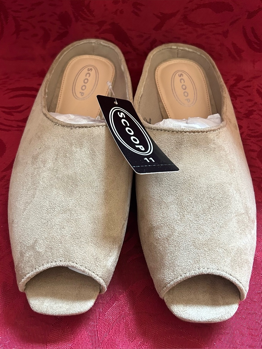 Scoop Women's Faux Leather Peep Toe Mules - Size 11